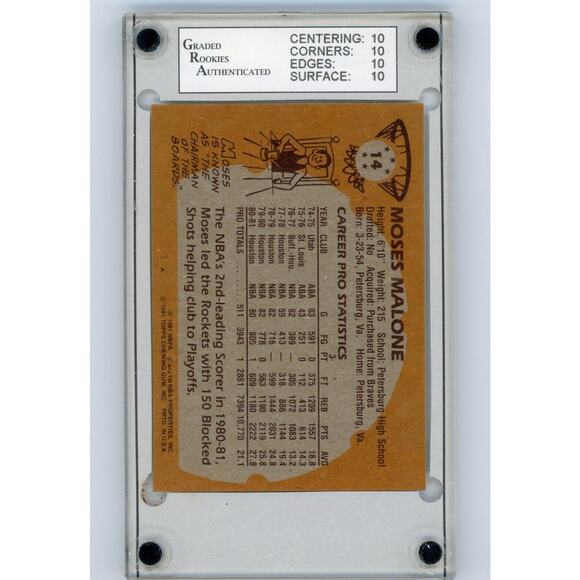 1981 TOPPS #14 MOSES MALONE GRA 10 MINT - Picture 2 of 2